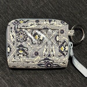 NWOT Vera Bradley Quilted ID Wallet Key Ring - Gray, Navy & Yellow “Plaza Tile”